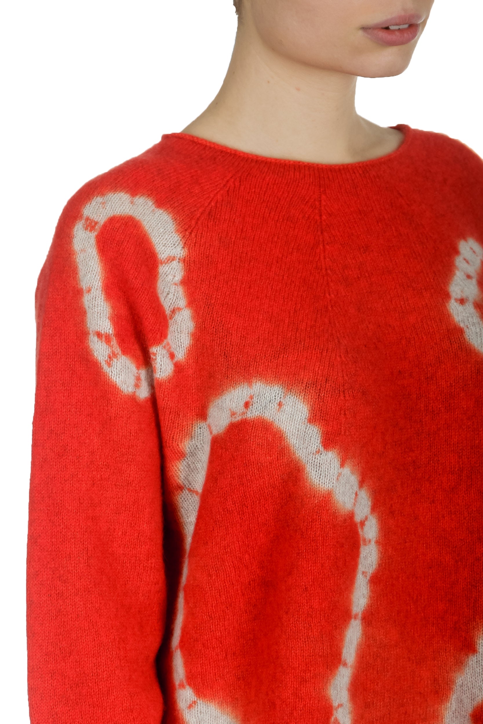 Suzusan Damen Kaschmir Pullover AMEBA orange grau