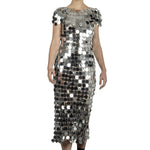 Paco Rabanne Damen T-Shirt mit Pailletten silber