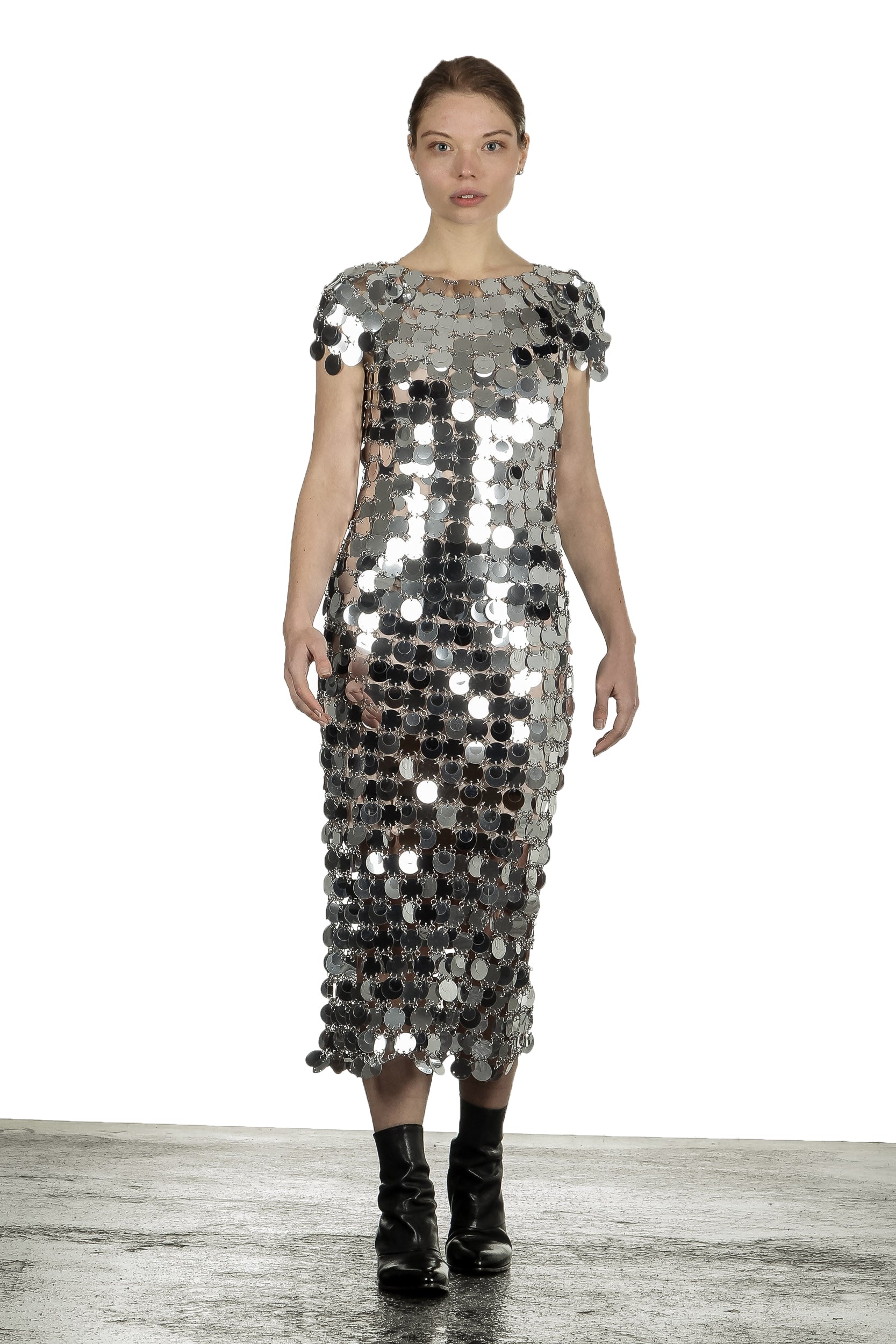 Paco Rabanne Damen T-Shirt mit Pailletten silber