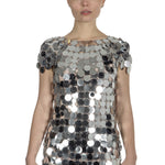 Paco Rabanne Damen T-Shirt mit Pailletten silber