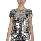 Paco Rabanne Damen T-Shirt mit Pailletten silber