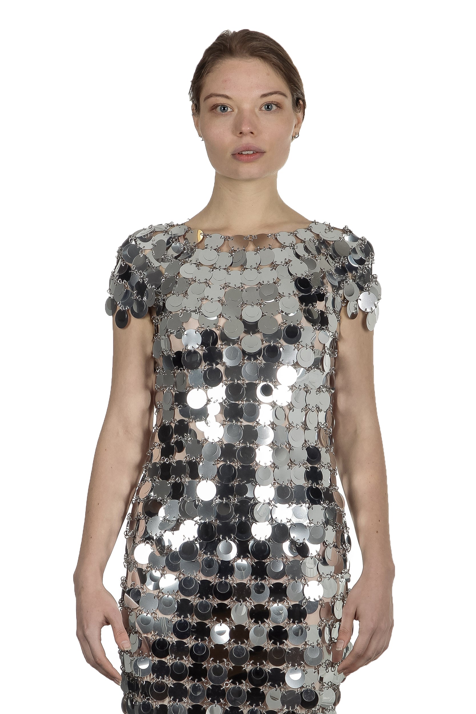 Paco Rabanne Damen T-Shirt mit Pailletten silber