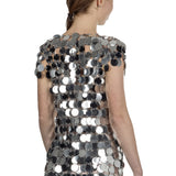 Paco Rabanne Damen T-Shirt mit Pailletten silber
