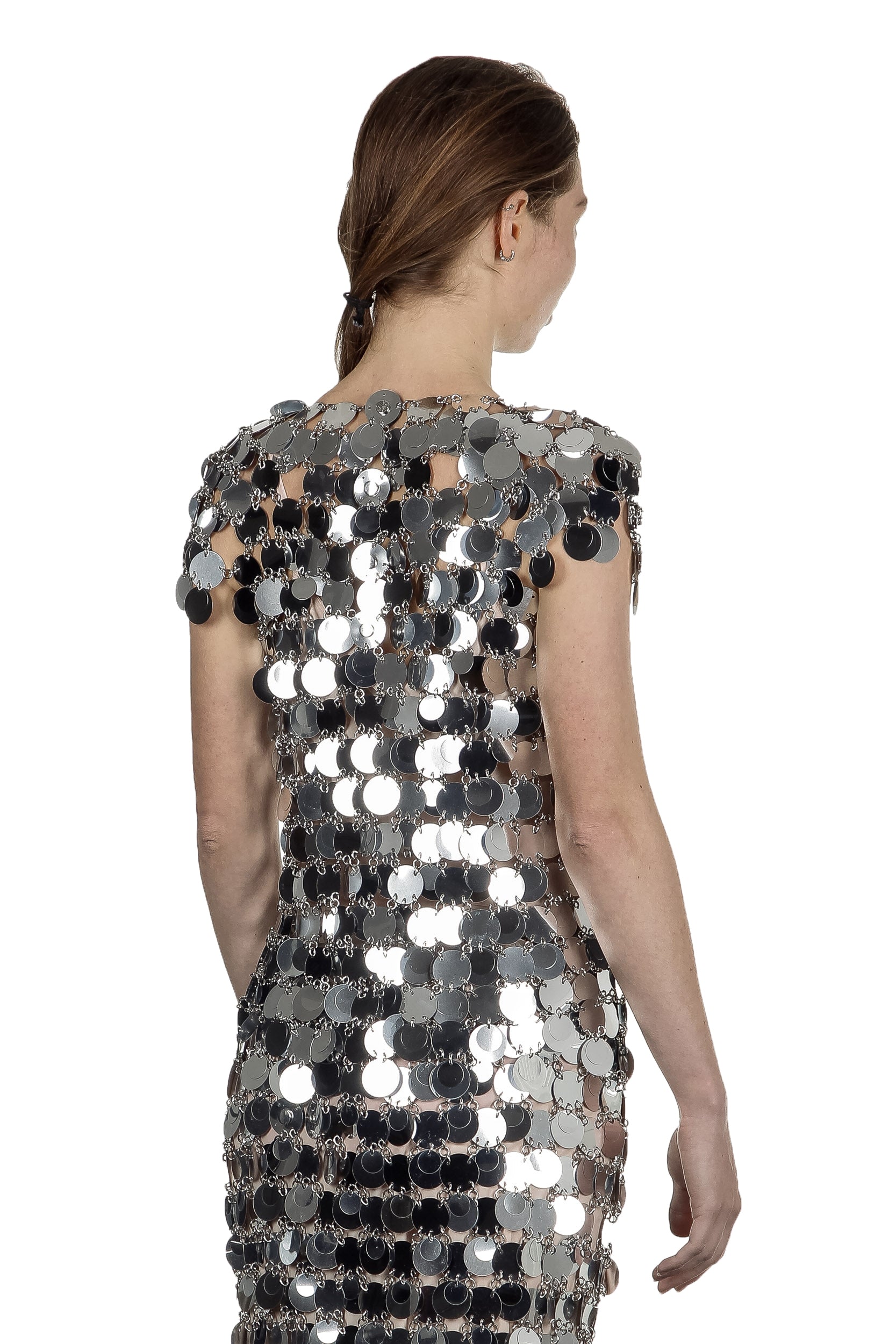 Paco Rabanne Damen T-Shirt mit Pailletten silber