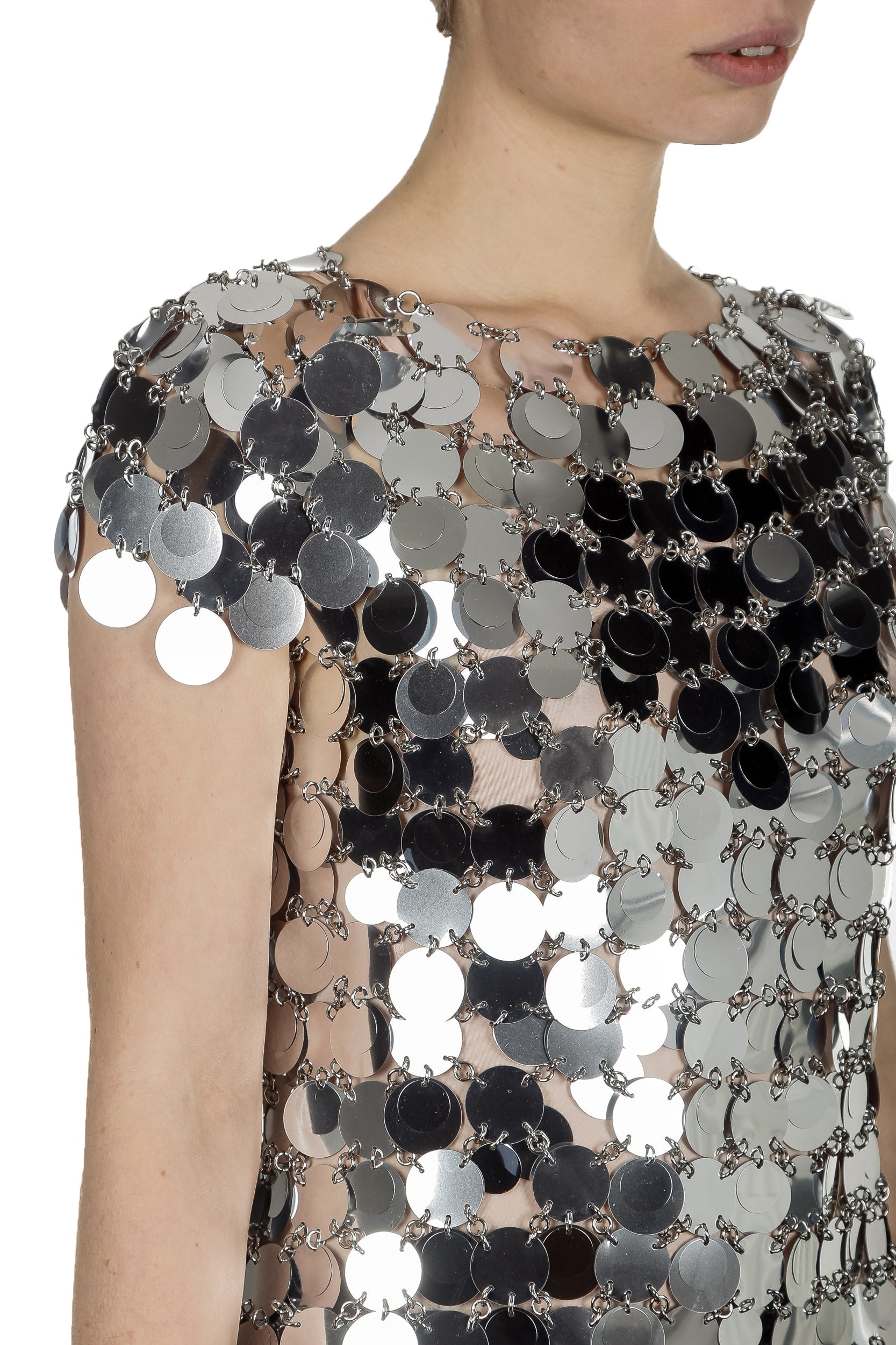 Paco Rabanne Damen T-Shirt mit Pailletten silber