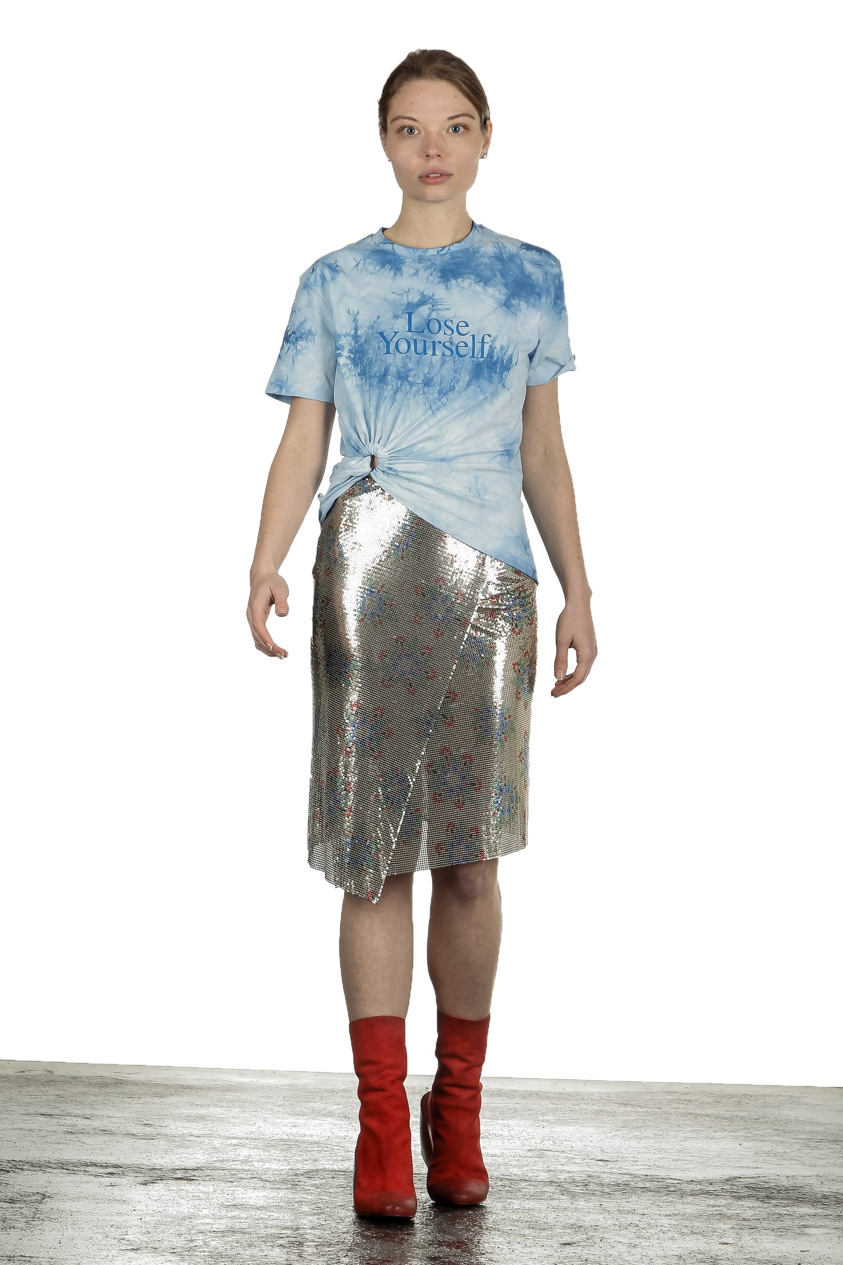 Paco Rabanne Damen Wickelrock in Metallic-Optic multicolor