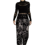 Issey Miyake Damen Rollkragen Shirt mit Fransen schwarz