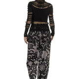 Issey Miyake Damen Rollkragen Shirt mit Fransen schwarz