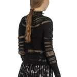 Issey Miyake Damen Rollkragen Shirt mit Fransen schwarz