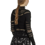 Issey Miyake Damen Rollkragen Shirt mit Fransen schwarz