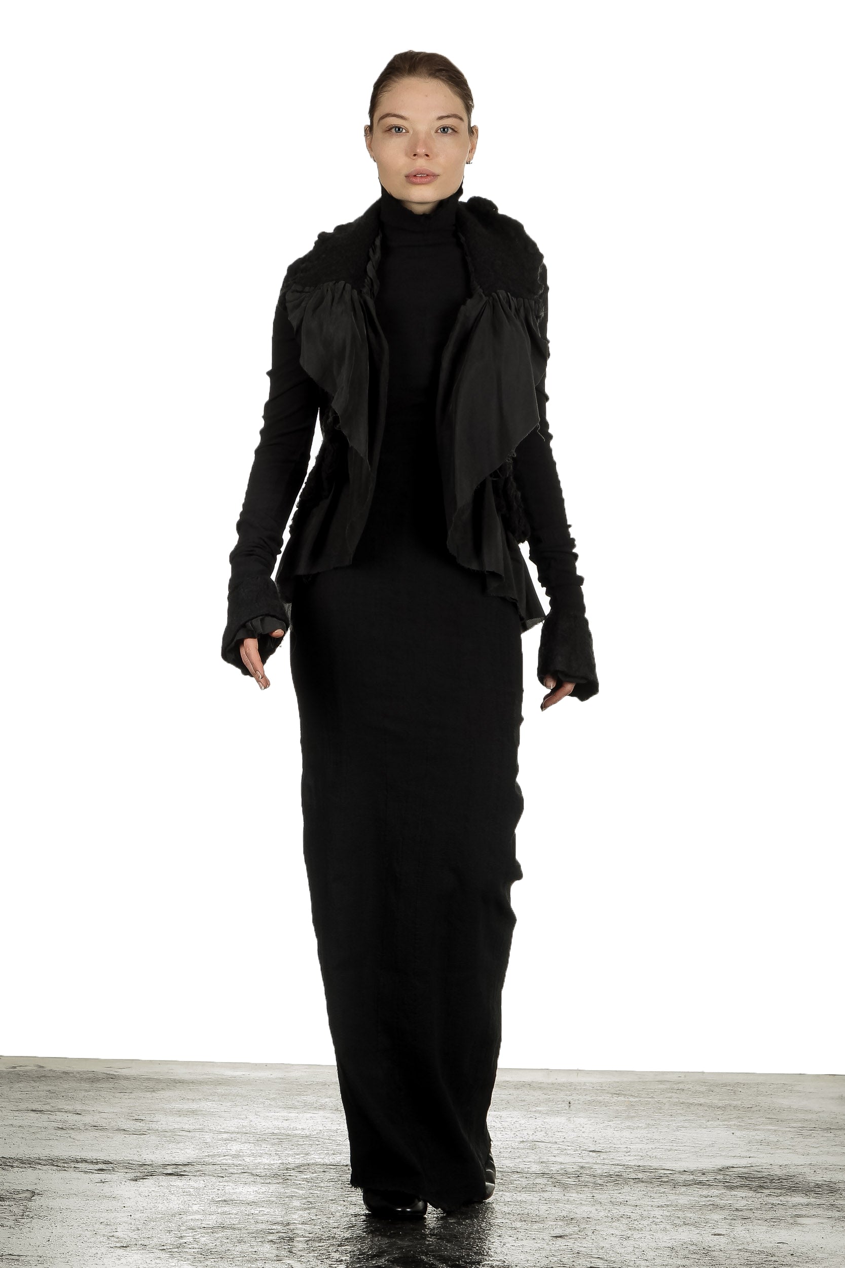 Marc Le Bihan Damen Avantgarde Jacke im Layering-Look schwarz