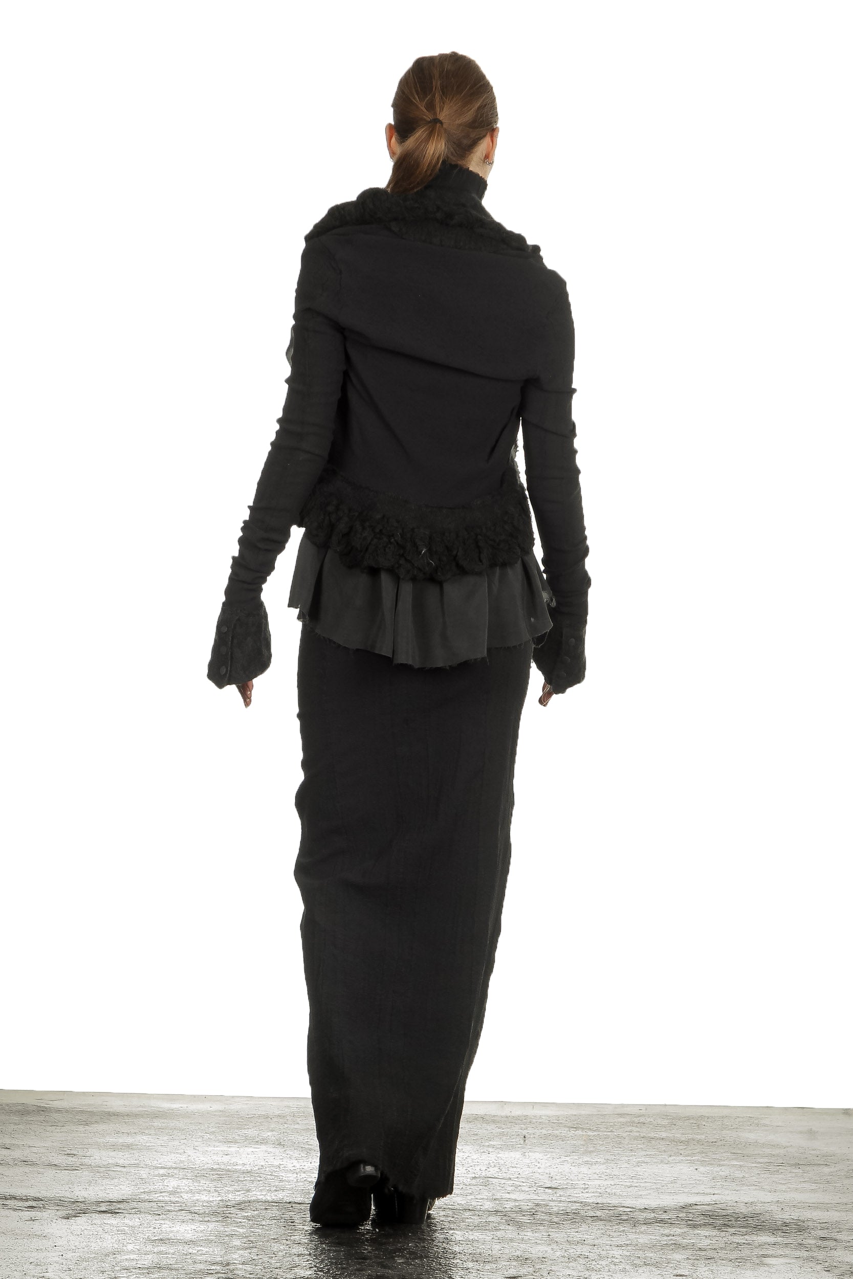 Marc Le Bihan Damen Avantgarde Jacke im Layering-Look schwarz