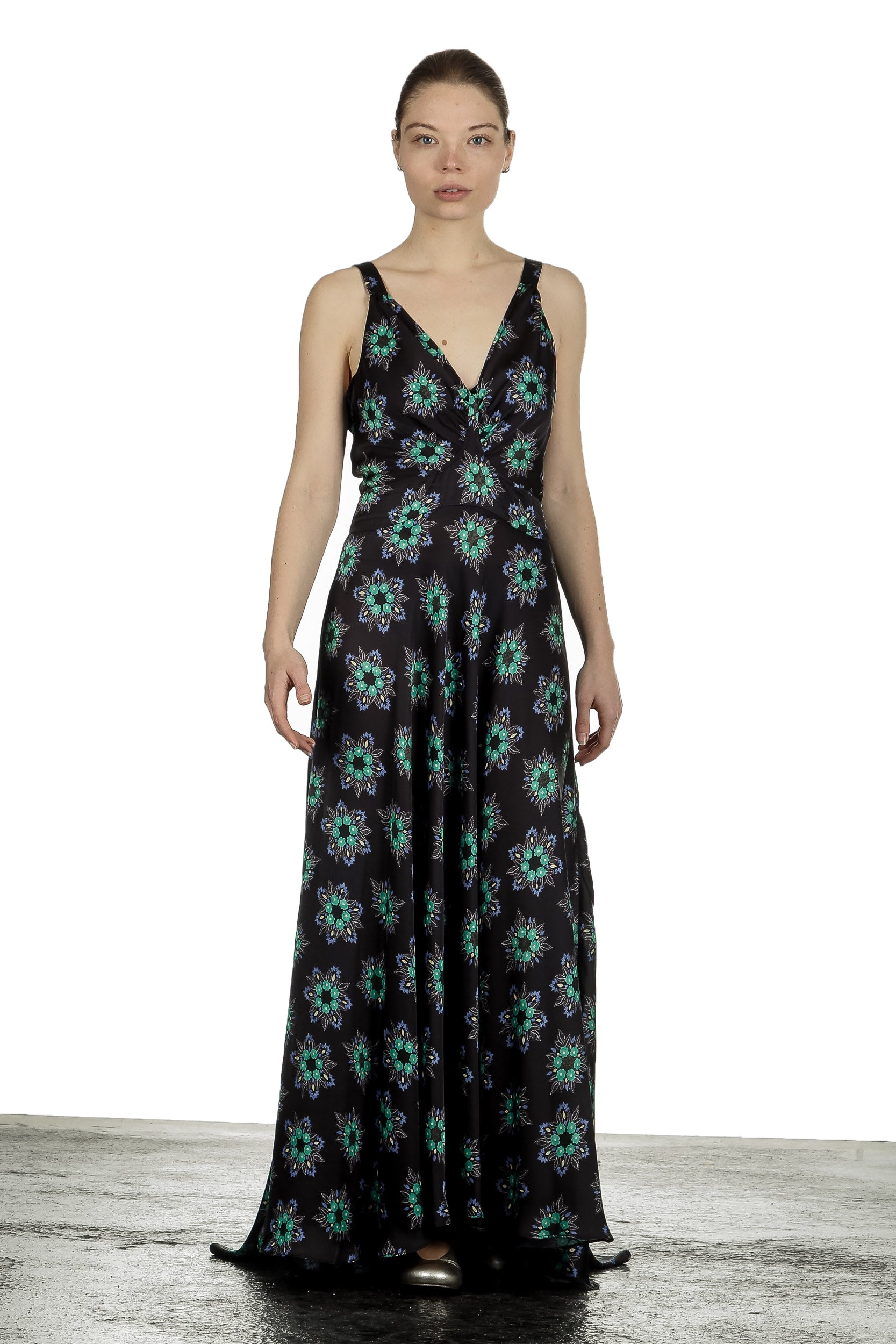 Paco Rabanne Damen Maxikleid mit Blumen-Print multicolor