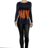 F Cashmere Damen Kaschmir Pullover blau orange
