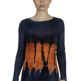 F Cashmere Damen Kaschmir Pullover blau orange