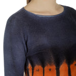F Cashmere Damen Kaschmir Pullover blau orange