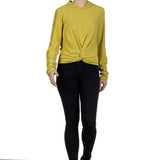 The Swiss Label Damen Drapiertes Langarm Shirt gelb