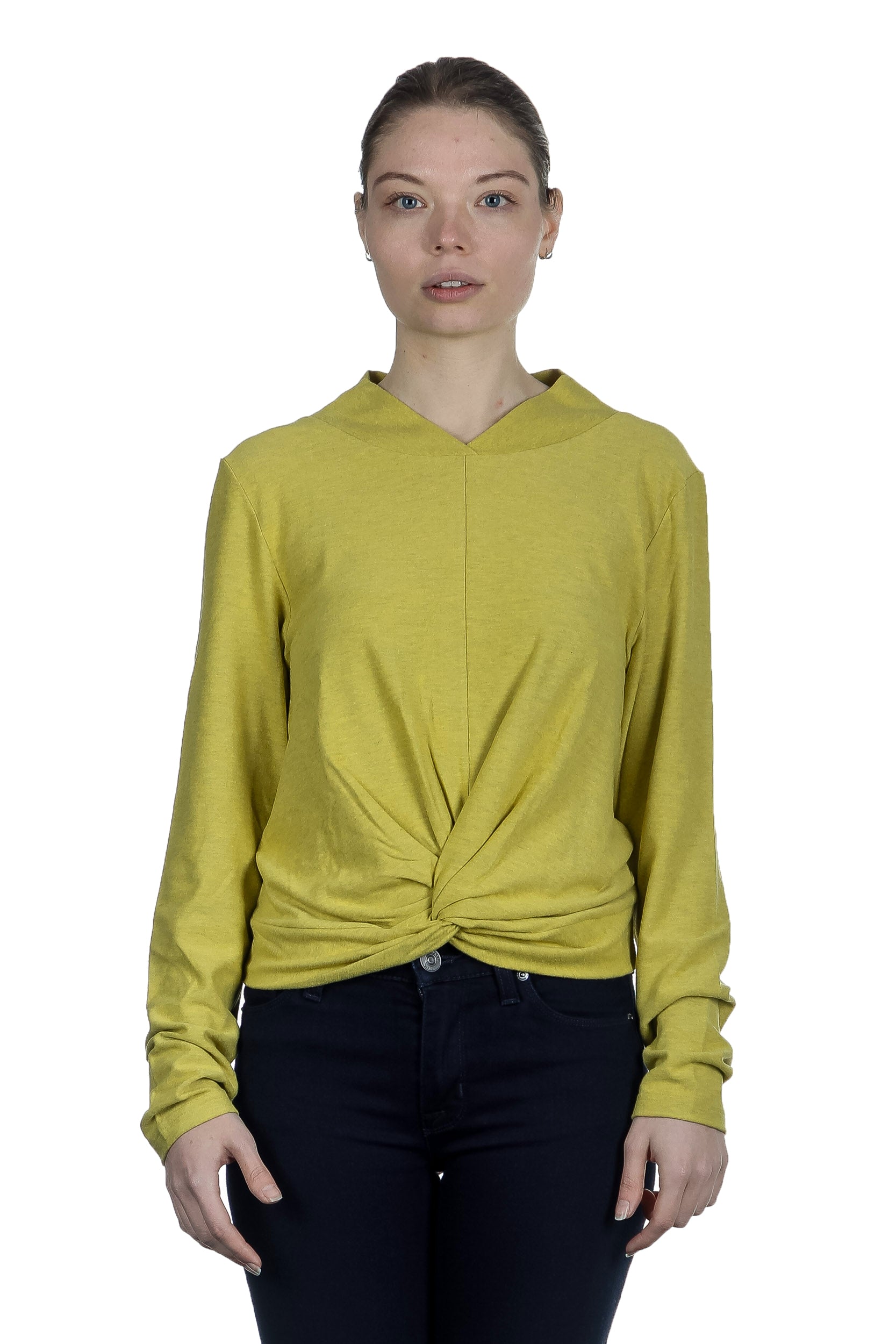 The Swiss Label Damen Drapiertes Langarm Shirt gelb
