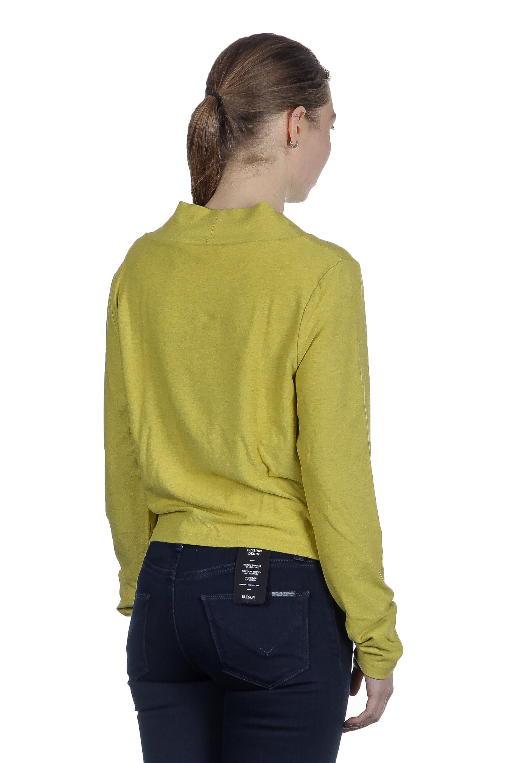 The Swiss Label Damen Drapiertes Langarm Shirt gelb