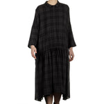 Apuntob Damen Avantgarde Hemdblusenkleid mit Karomuster anthrazit