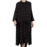 Apuntob Damen Avantgarde Hemdblusenkleid mit Karomuster anthrazit