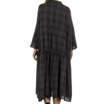 Apuntob Damen Avantgarde Hemdblusenkleid mit Karomuster anthrazit