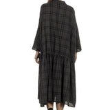 Apuntob Damen Avantgarde Hemdblusenkleid mit Karomuster anthrazit