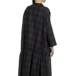 Apuntob Damen Avantgarde Hemdblusenkleid mit Karomuster anthrazit