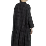 Apuntob Damen Avantgarde Hemdblusenkleid mit Karomuster anthrazit