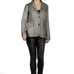 AVANT TOI Damen Ausgeblichener Blazer mit Blumen-Print mehrfarbig