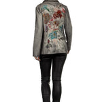 AVANT TOI Damen Ausgeblichener Blazer mit Blumen-Print mehrfarbig