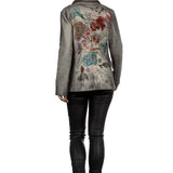 AVANT TOI Damen Ausgeblichener Blazer mit Blumen-Print mehrfarbig