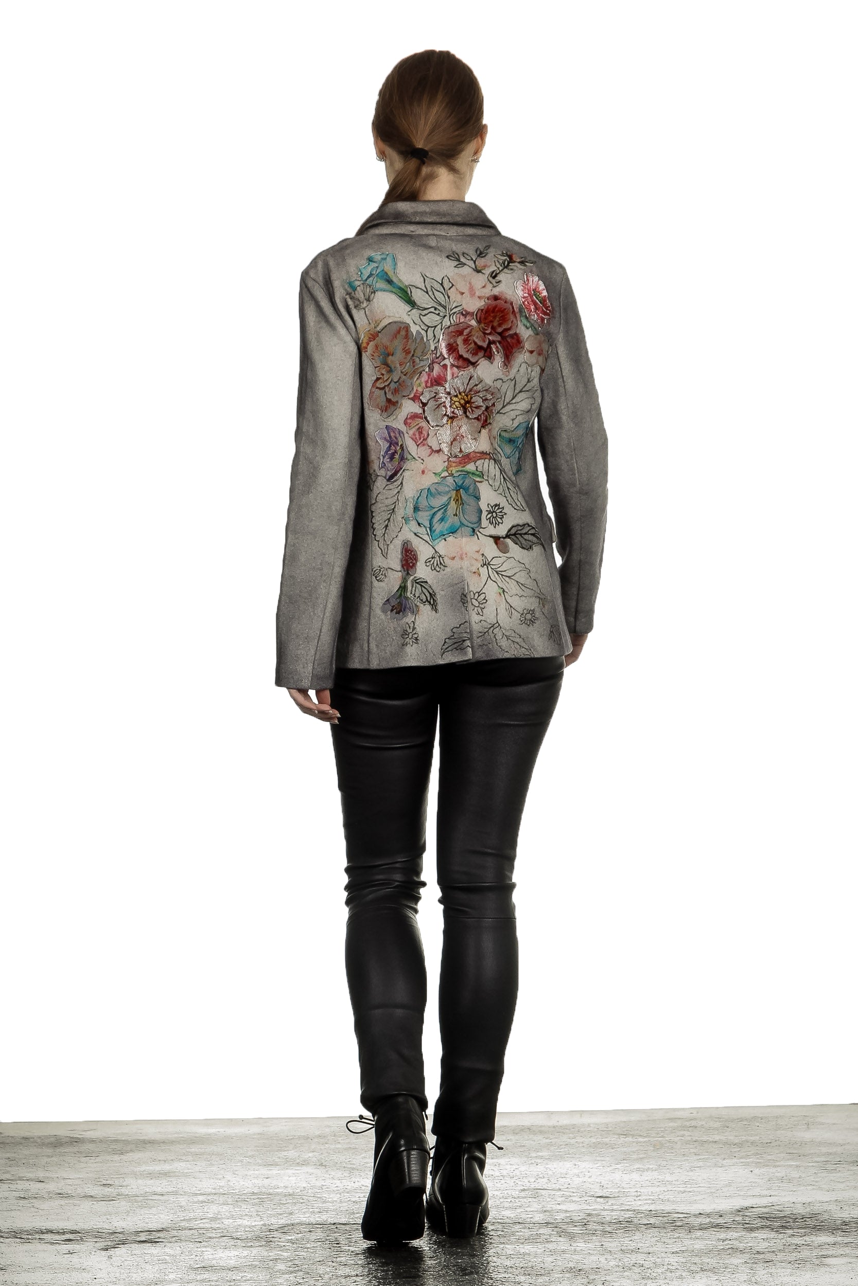 AVANT TOI Damen Ausgeblichener Blazer mit Blumen-Print mehrfarbig