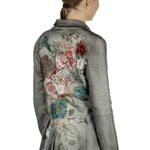 AVANT TOI Damen Ausgeblichener Blazer mit Blumen-Print mehrfarbig
