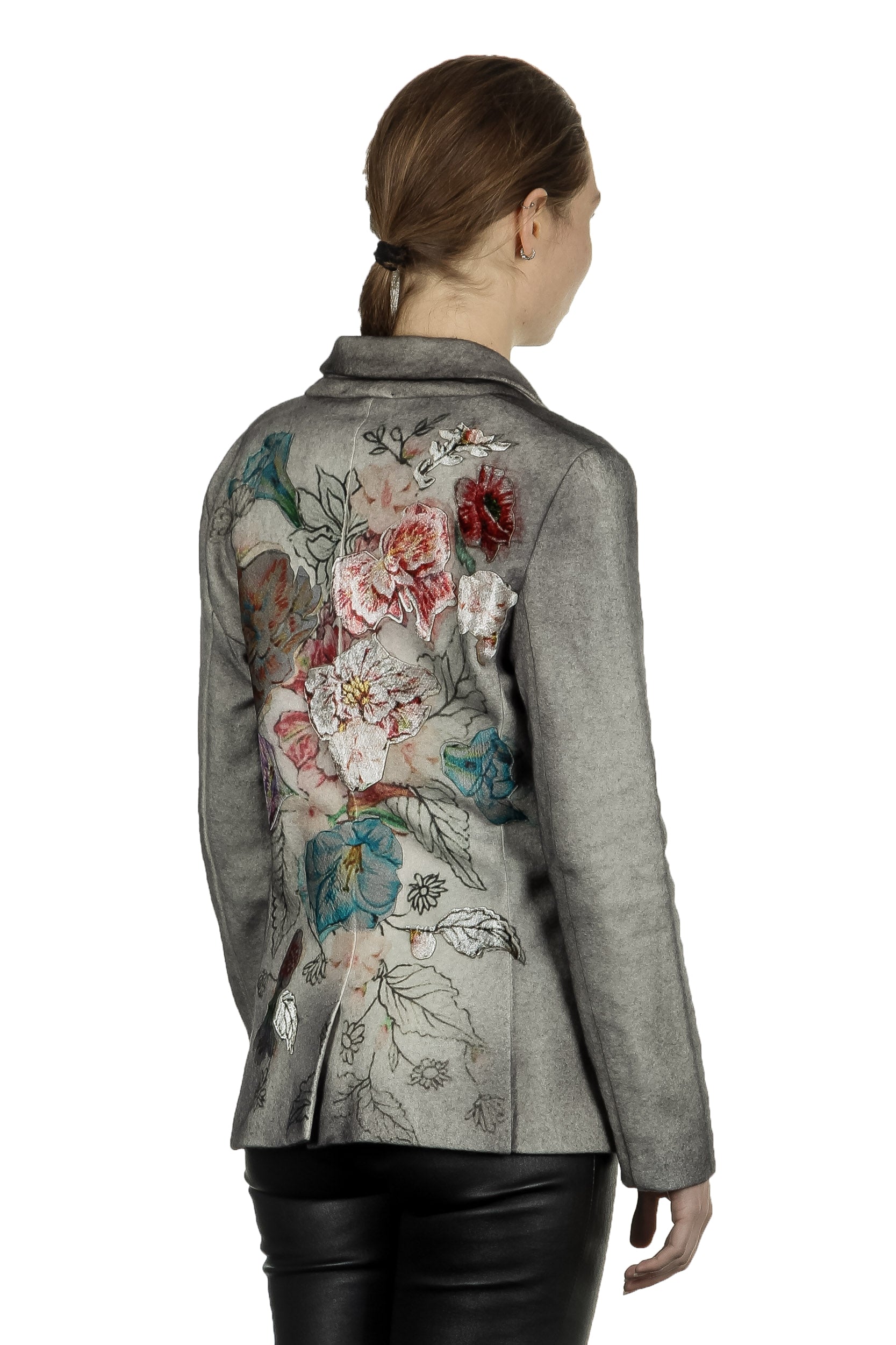 AVANT TOI Damen Ausgeblichener Blazer mit Blumen-Print mehrfarbig