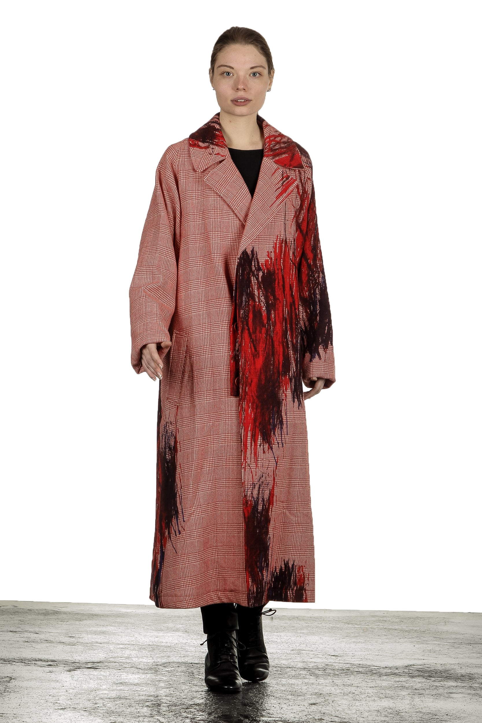 Y's Yohji Yamamoto Damen Oversized-Mantel mit abstraktem Print rot 