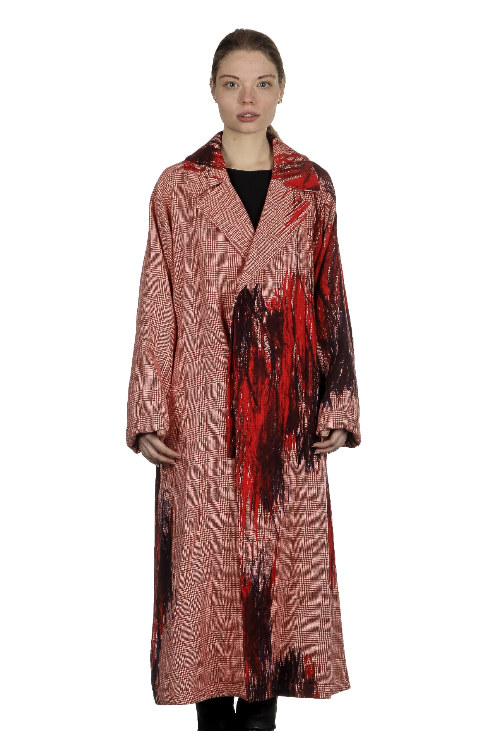 Y's Yohji Yamamoto Damen Oversized-Mantel mit abstraktem Print rot 