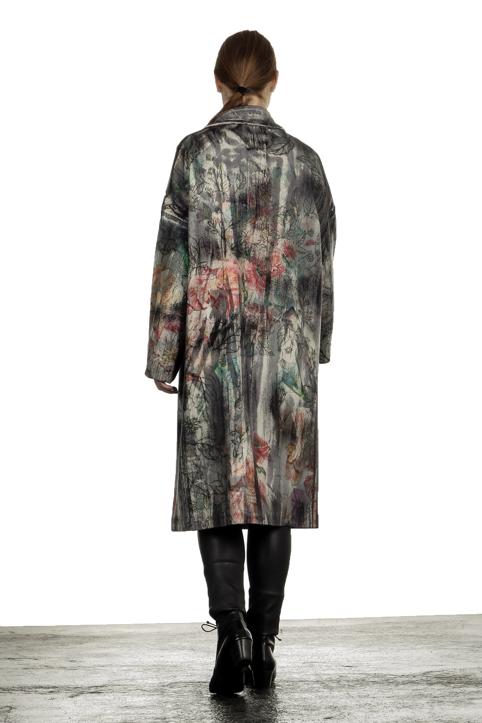AVANT TOI Damen Ausgeblichener Mantel mit Blumen-Print mehrfarbig