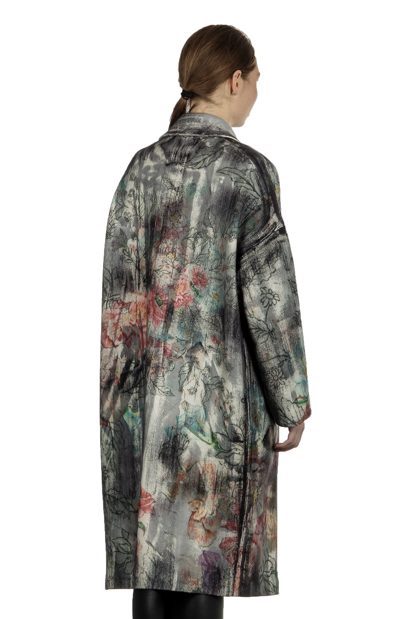 AVANT TOI Damen Ausgeblichener Mantel mit Blumen-Print mehrfarbig