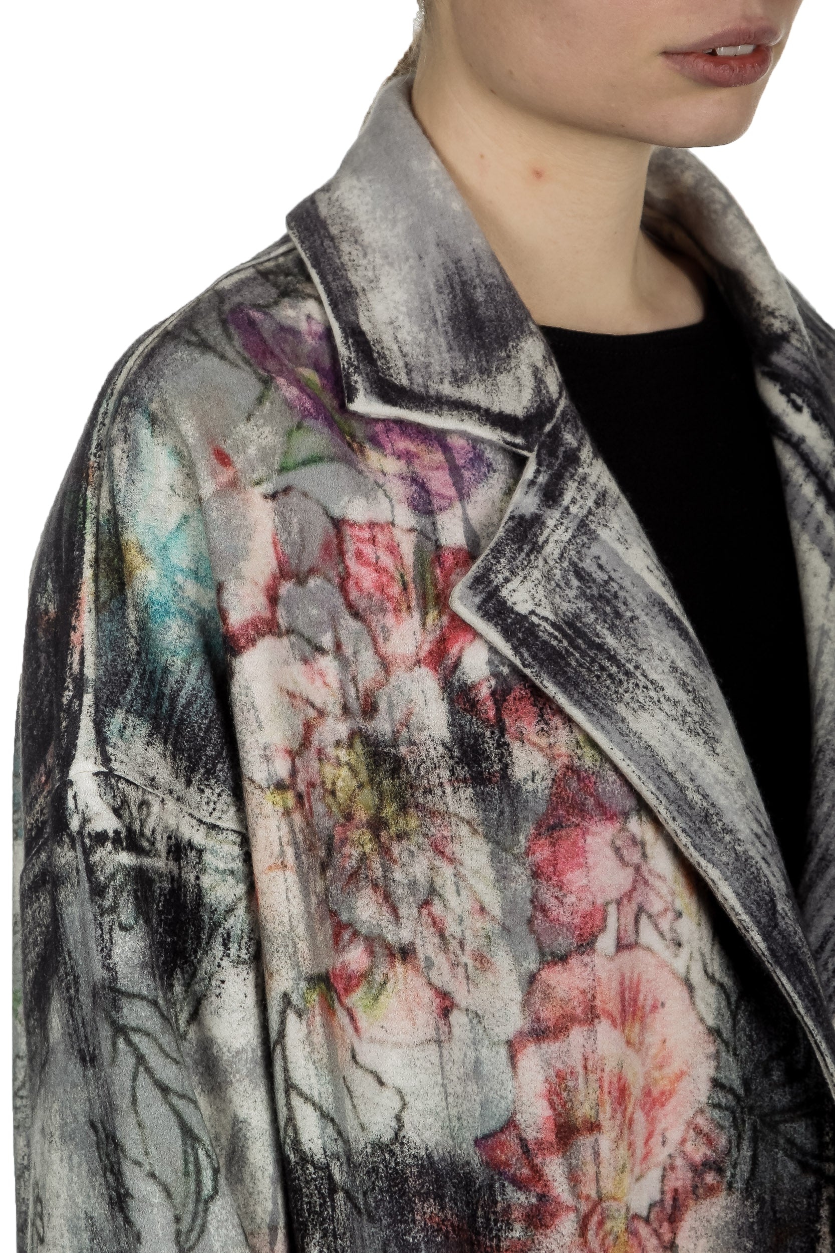 AVANT TOI Damen Ausgeblichener Mantel mit Blumen-Print mehrfarbig