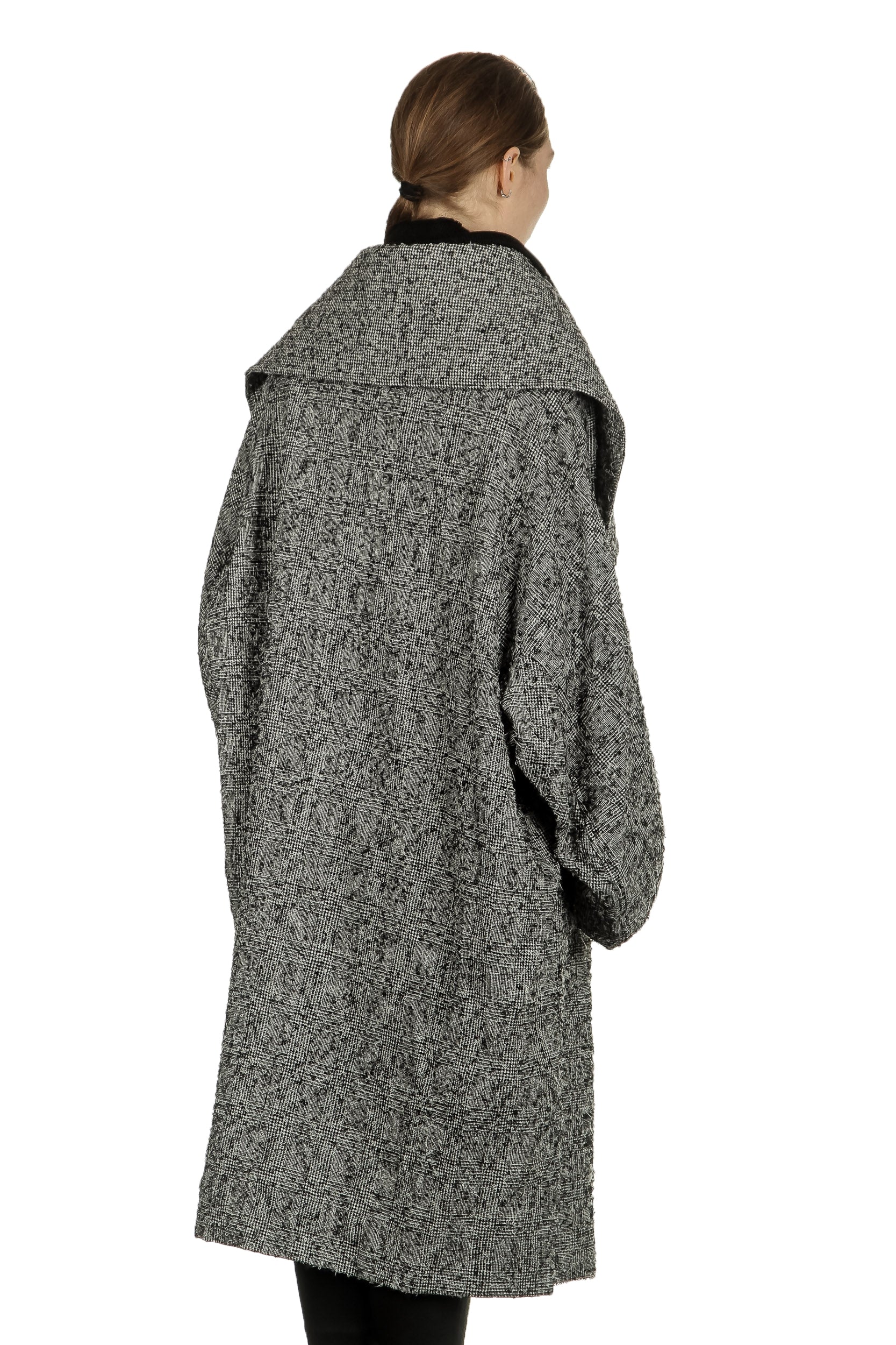 Y's Yohji Yamamoto Damen Oversized-Mantel mit  Karomuster schwarz weiß