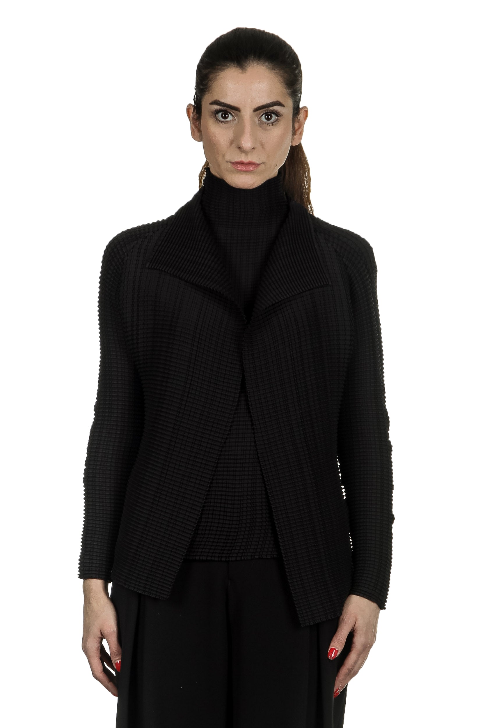 Issey Miyake Plissee Cardigan schwarz