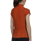 Issey Miyake Avantgarde Damen Plissé Top mit Stehkragen rost