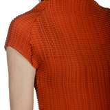 Issey Miyake Avantgarde Damen Plissé Top mit Stehkragen rost