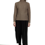 Issey Miyake Plissé Longsleeve Top Stehkragen beige