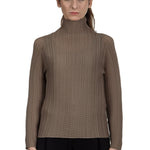 Issey Miyake Plissé Longsleeve Top Stehkragen beige