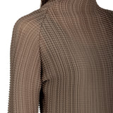 Issey Miyake Plissé Longsleeve Top Stehkragen beige