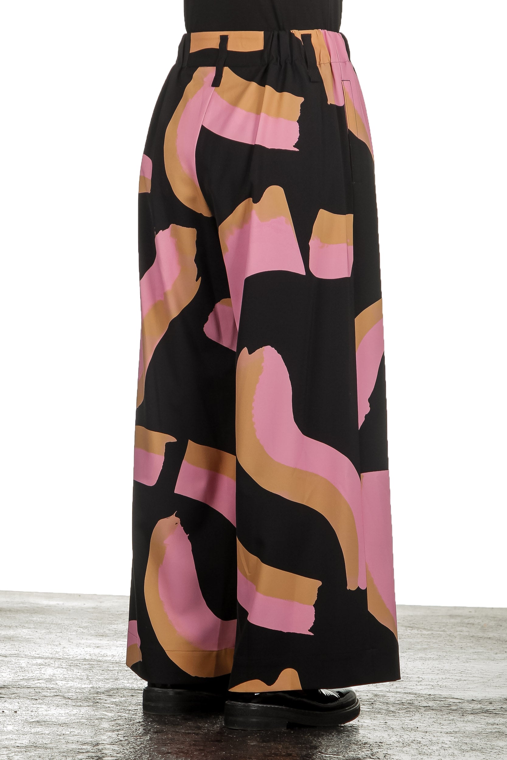 Issey Miyake Avantgarde Damen Hose mit Print mehrfarbig