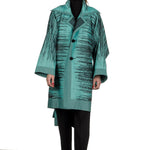 Issey Miyake Damen geflochtener Oversized Mantel türkis