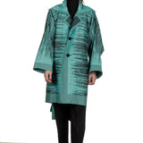 Issey Miyake Damen geflochtener Oversized Mantel türkis